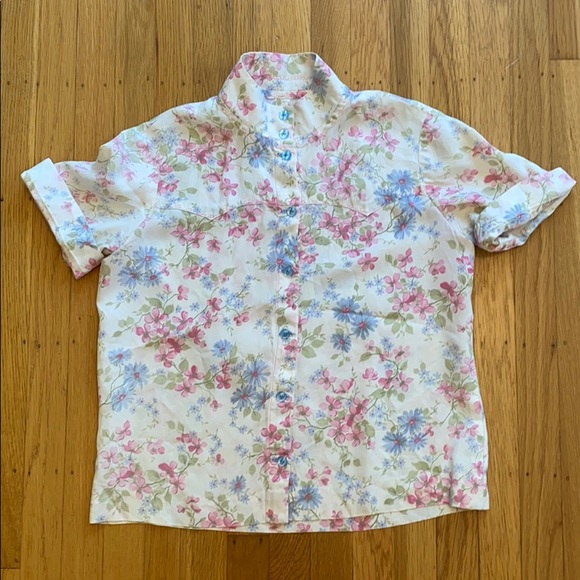 Vintage Floral Button Up Top 70s - Picture 3 of 6
